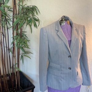 Gray with light pinstripe blazer suit jacket